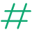 Green icon of a pound sign/hash tag #